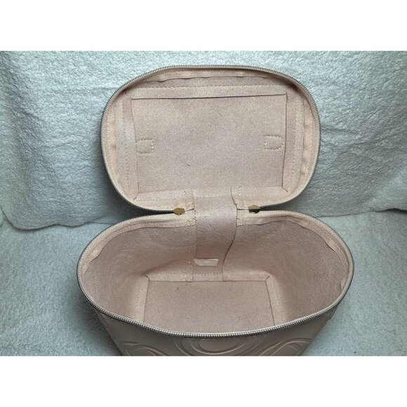 Monat Embossed Pink Makeup Bag Travel Case With Top Handle & Zipper Closure - Picture 6 of 6